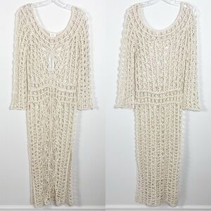 Anna Kosturova Handmade Crochet Knit Long Sleeve Maxi Dress Size Small NWT Cream